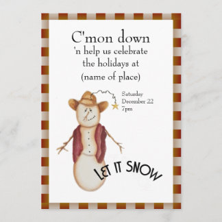 Invitación Navidades de Snowman, chico de arte popular