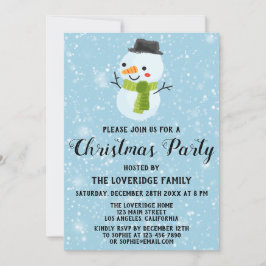 Invitación Navidades de Snowman Fiesta White Snowflakes Blue