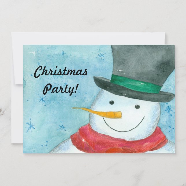 Invitación Navidades de Snowman invitan a arte acuarela (Anverso)