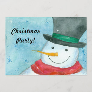 Invitación Navidades de Snowman invitan a arte acuarela