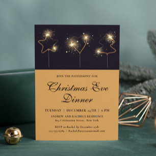 Invitación Navidades de Sparkler Cena Fiesta Moda moderna
