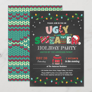 Invitación Navidades de suéter fea fiesta de vacaciones en pi