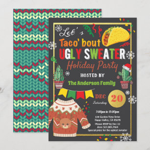Invitación Navidades de suéter feo fiesta taco