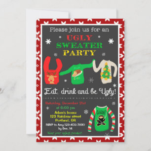 Invitación Navidades de suéter feo invitan a Navidades fiesta
