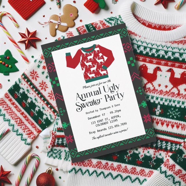 Invitación Navidades de suéter festividad corporativa (Festive Corporate Ugly Sweater Christmas Bash Invitation)