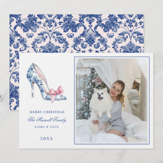 Invitación Navidades de tacones altos rosados y azules