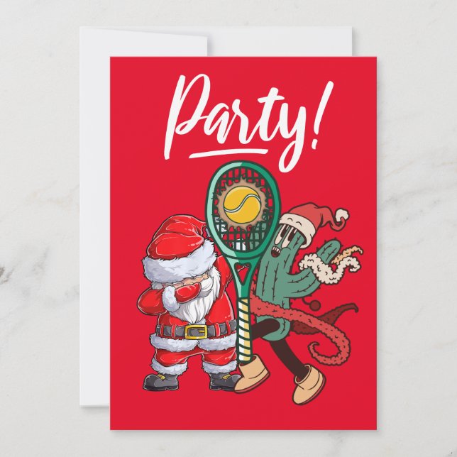Invitación Navidades de tenis con Fiesta de Santa Claus (Anverso)