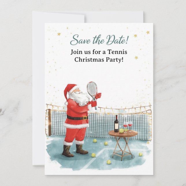 Invitación Navidades de tenis con Santa Claus (Anverso)