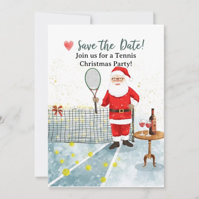 Invitación Navidades de tenis con Santa Claus (Anverso)