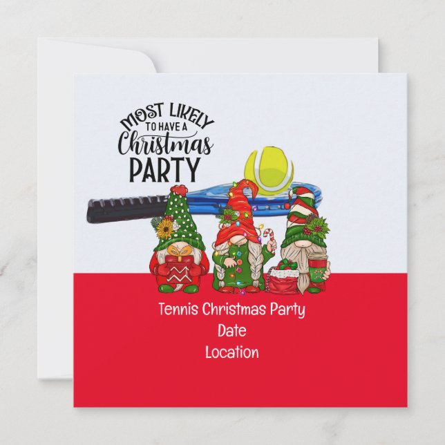 Invitación Navidades de tenis con Santa Claus muy probablemen (Anverso)