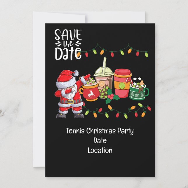 Invitación Navidades de tenis con Santa Claus muy probablemen (Anverso)