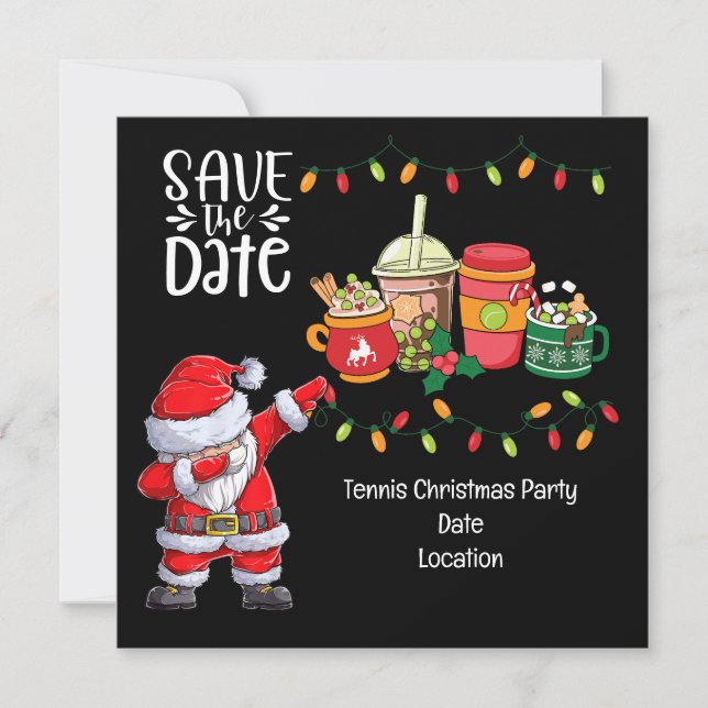 Invitación Navidades de tenis con Santa Claus muy probablemen (Anverso)