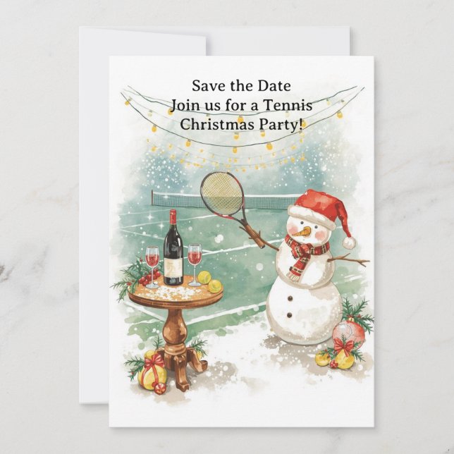 Invitación Navidades de tenis con Snowman (Anverso)