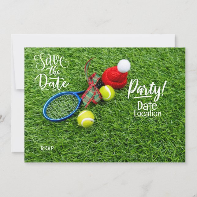 Invitación Navidades de tenis fiesta para un jugador de tenis (Anverso)