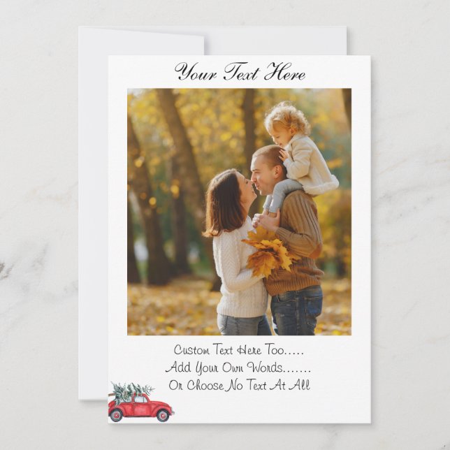 Invitación Navidades de texto/foto personalizados Red Truck C (Anverso)