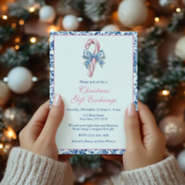 Invitación Navidades de tocador Blue & Pink Chinoiserie Candy