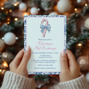 Invitación Navidades de tocador Blue & Pink Chinoiserie Candy