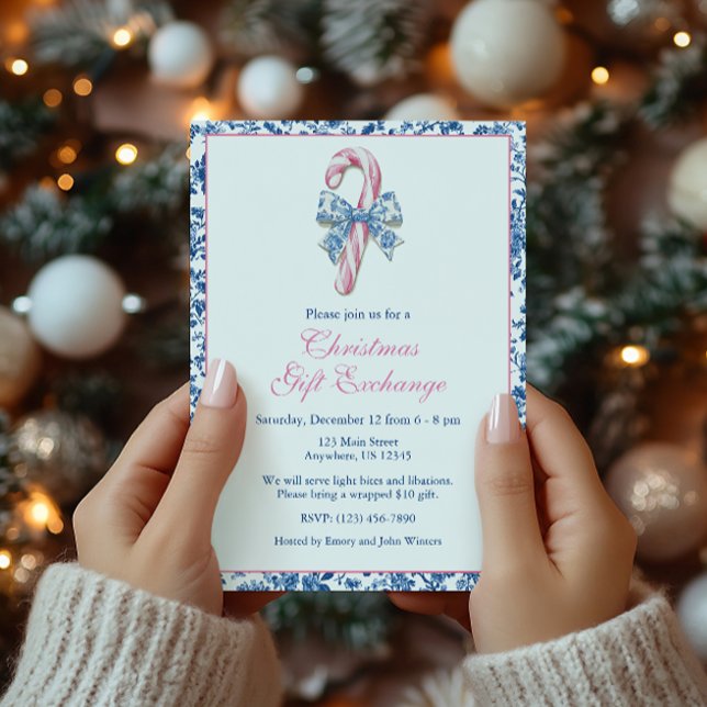 Invitación Navidades de tocador Blue & Pink Chinoiserie Candy (Subido por el creador)