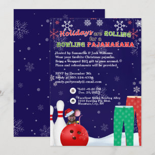 Invitación Navidades de vacaciones bailando el boliche Pajama