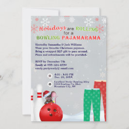 Invitación Navidades de vacaciones Bowling Pajama Pizza Fiest