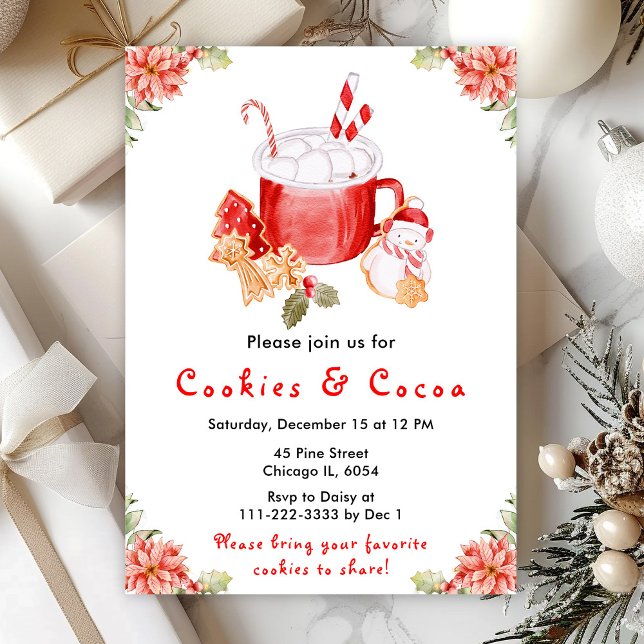 Invitación Navidades de vacaciones cocina y cacao rojo (Subido por el creador)