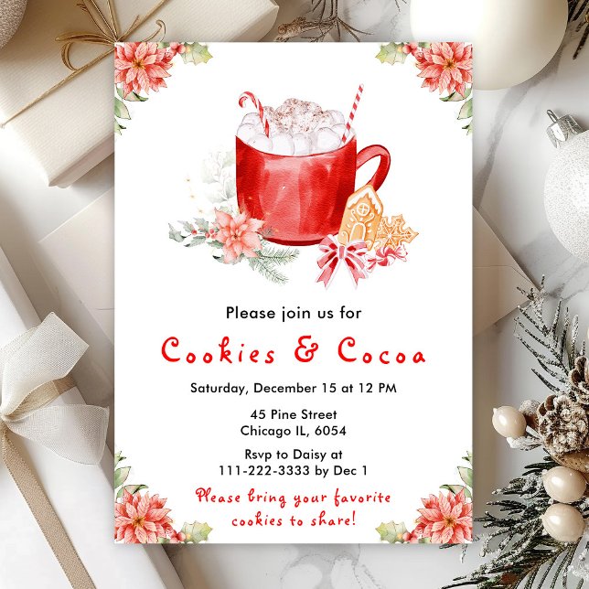Invitación Navidades de vacaciones cocina y cacao rojo (Subido por el creador)