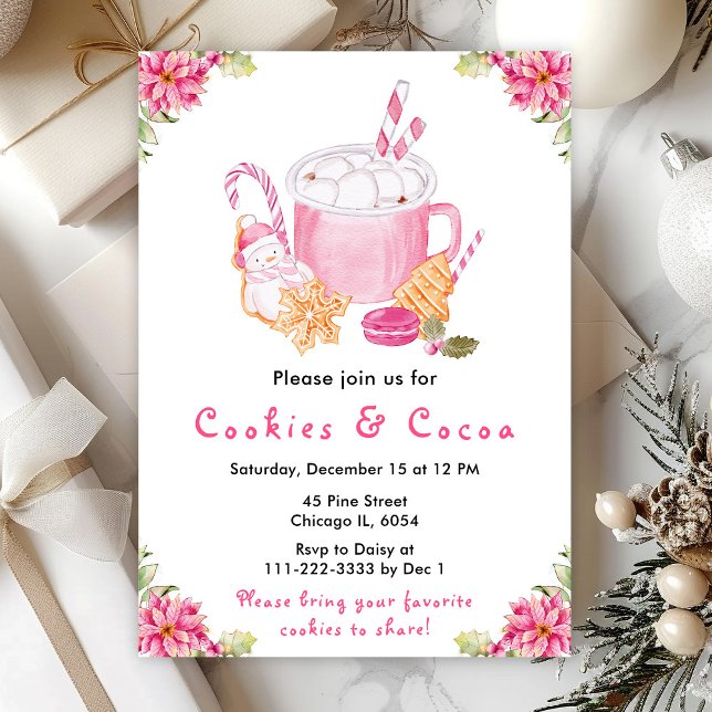 Invitación Navidades de vacaciones cocina y cacao rosado (Subido por el creador)