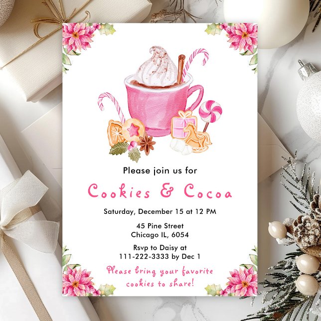Invitación Navidades de vacaciones cocina y cacao rosado (Subido por el creador)
