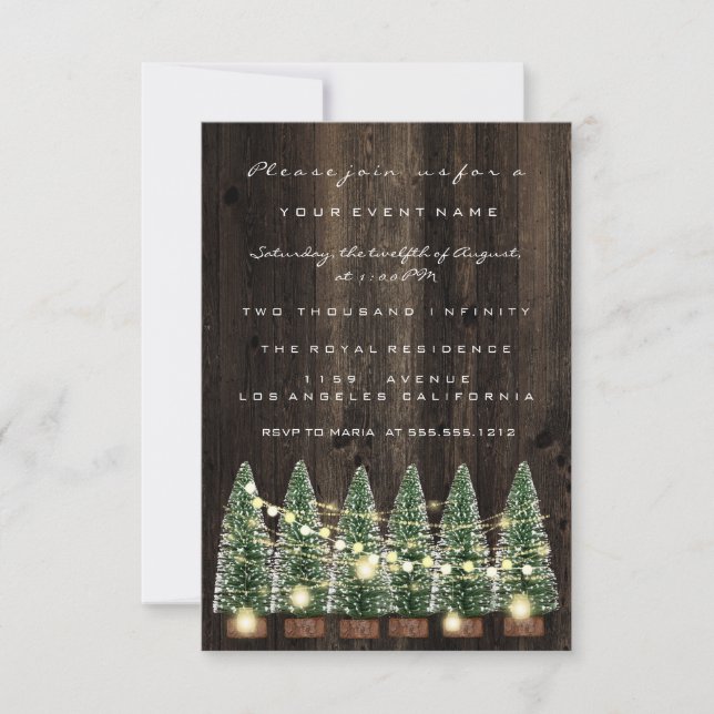 Invitación Navidades de vacaciones de invierno Fiesta Wood Ru (Anverso)