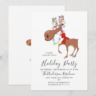 Invitación Navidades de vacaciones de renos divertidos hasta