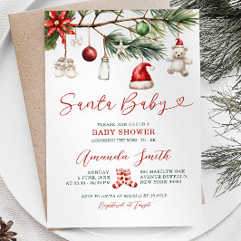 Invitación Navidades de vacaciones de Santa Bebé Baby Shower