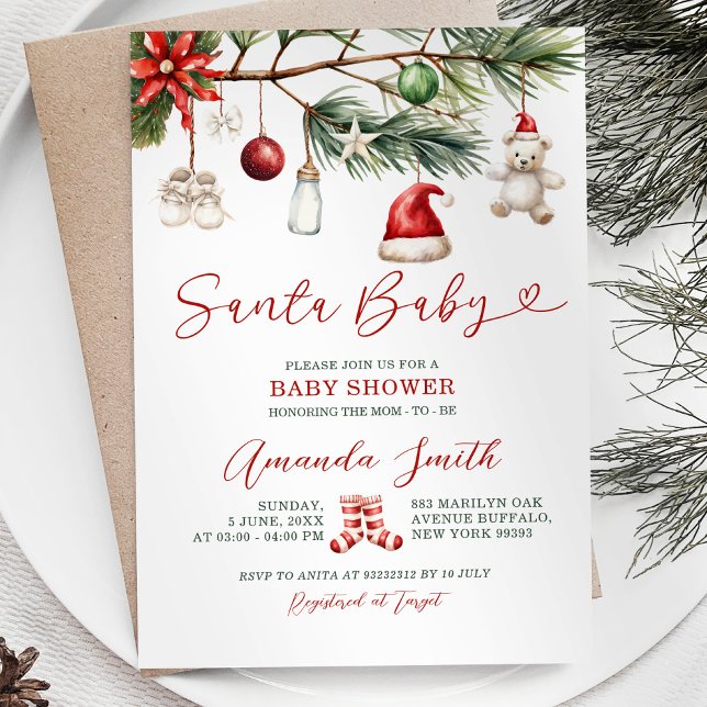 Invitación Navidades de vacaciones de Santa Bebé Baby Shower (Subido por el creador)
