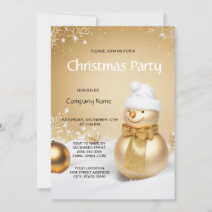 Invitación Navidades de vacaciones de Snowman dorados Fiesta