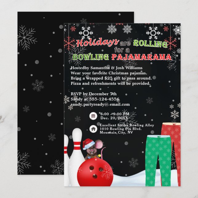 Invitación Navidades de vacaciones discutiendo con Fiesta Paj (Anverso / Reverso)