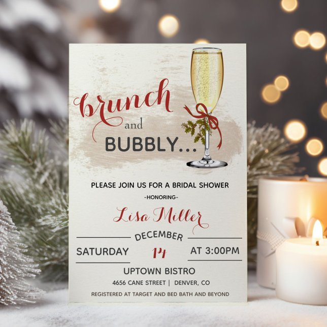Invitación Navidades de vacaciones duchas brunch y bubbly Bri (Subido por el creador)