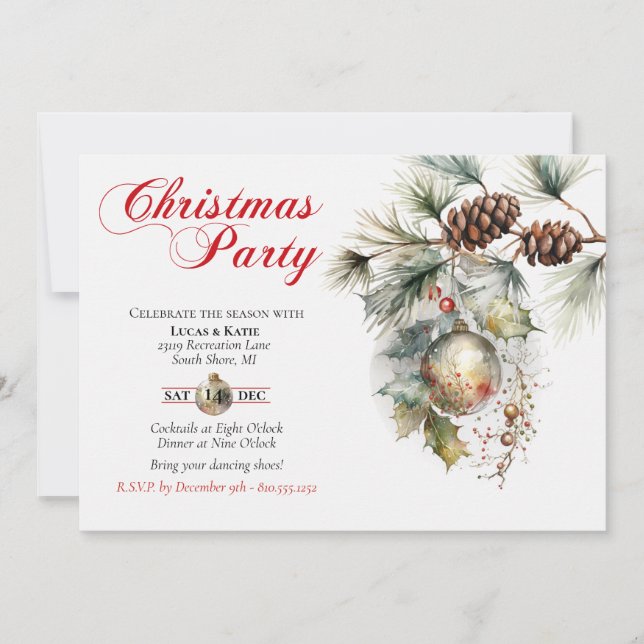 Invitación Navidades de vacaciones familia Fiesta o empresa (Anverso)