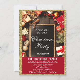 Invitación Navidades de vacaciones festivos Fiesta Purpurina