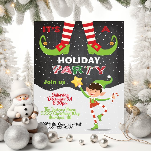Invitación Navidades de vacaciones Fiesta Elf en la invitació (Subido por el creador)