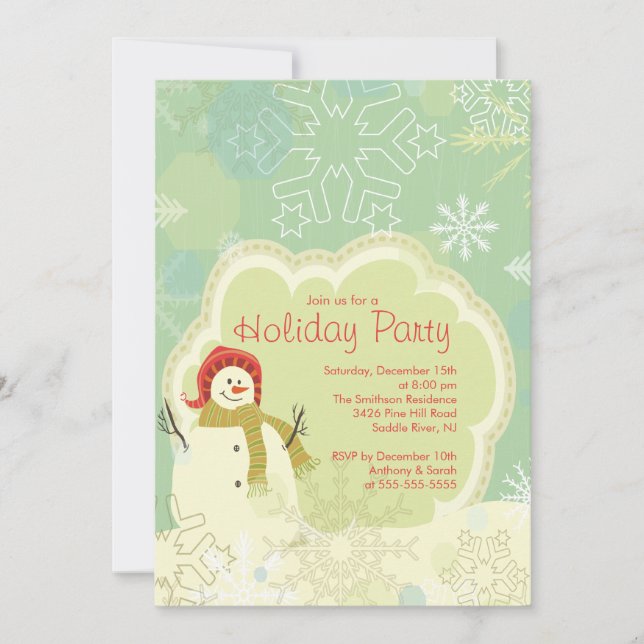 Invitación Navidades de vacaciones invitan a SNOWMAN CUTE (Anverso)