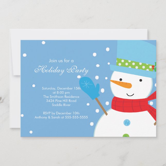 Invitación Navidades de vacaciones invitan a SNOWMAN CUTE (Anverso)