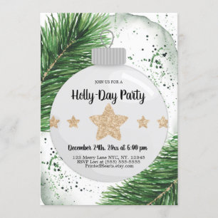 Invitación Navidades de vacaciones   Ornamento, Pinos, Oro