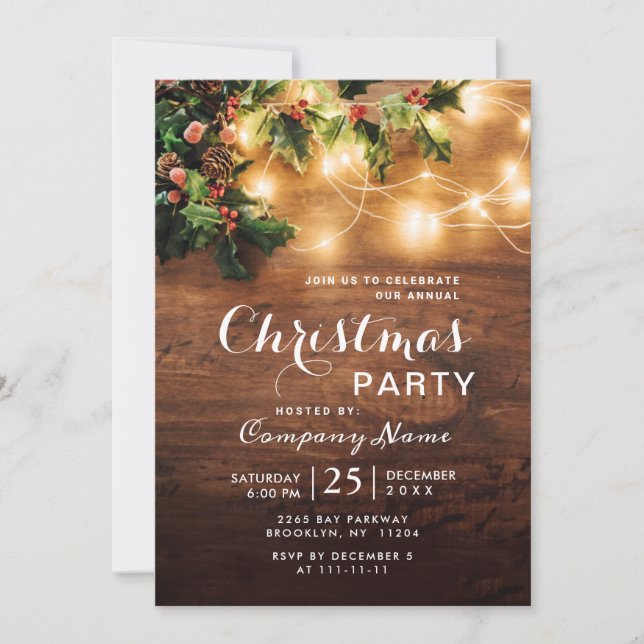 Invitación Navidades de vacaciones rusticas de la rama Mistle (Anverso)