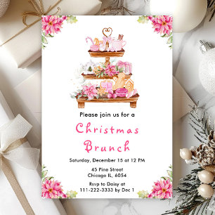 Invitación Navidades de vacaciones Tea Fiesta Rosa