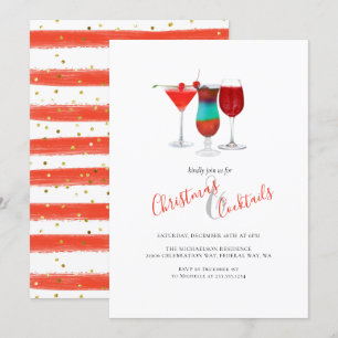 Invitación Navidades de vacaciones y bebidas Fiestas de cócte