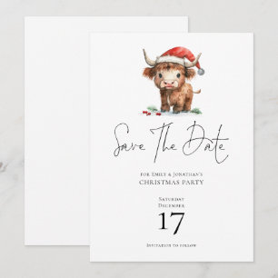 Invitación Navidades de vacas de Santa Highland salvan la fec