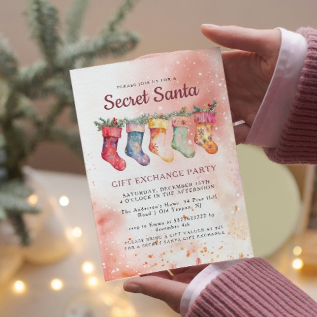 Invitación Navidades de valores de Santa Fiesta secreto rosa (Subido por el creador)