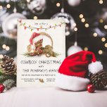 Invitación Navidades de vaquero encienden a Fiesta de acuarel<br><div class="desc">Acuarela Invitaciones del partido de Navidades de Cowboy occidentales . Cuenta con una bota de vaquero con sombrero de Santa, guirnaldas, navidades, gorra de vaquero, lazo y herradura. ¡Fantástico para su Fiesta de Navidad Temática Occidental! Se puede cambiar toda la redacción. Para realizar más cambios, vaya a Personalizar esta plantilla....</div>