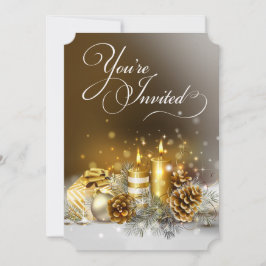 Invitación Navidades de velas de oro Fiesta elegante vacacion