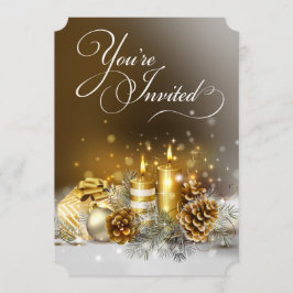Invitación Navidades de velas de oro Fiesta elegante vacacion