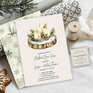 Invitación Navidades de velas rusticas acogedoras Fiesta en l